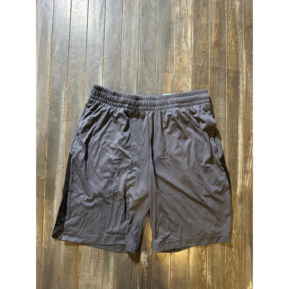 Tek Gear Mens Dry Tek Athletic Shorts Gray Black Mesh Insets